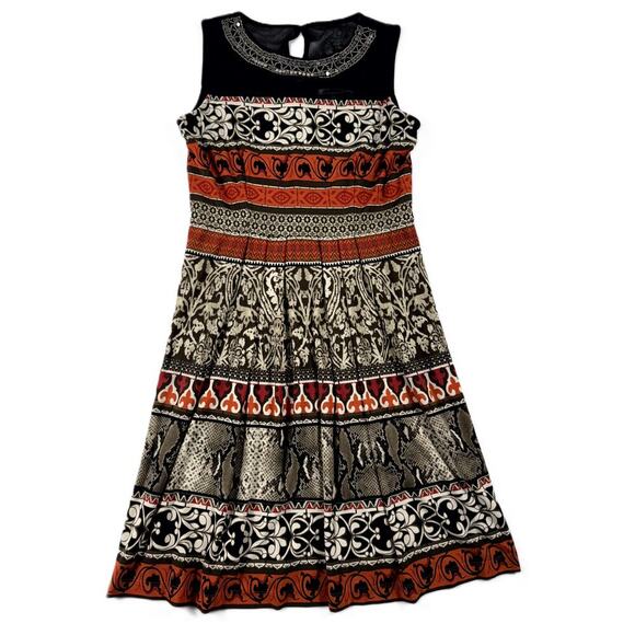 Studio One NY Dresses & Skirts - Studio One NY Multicolor Embellished Sleeveless Mocked Pleated Dress 6P